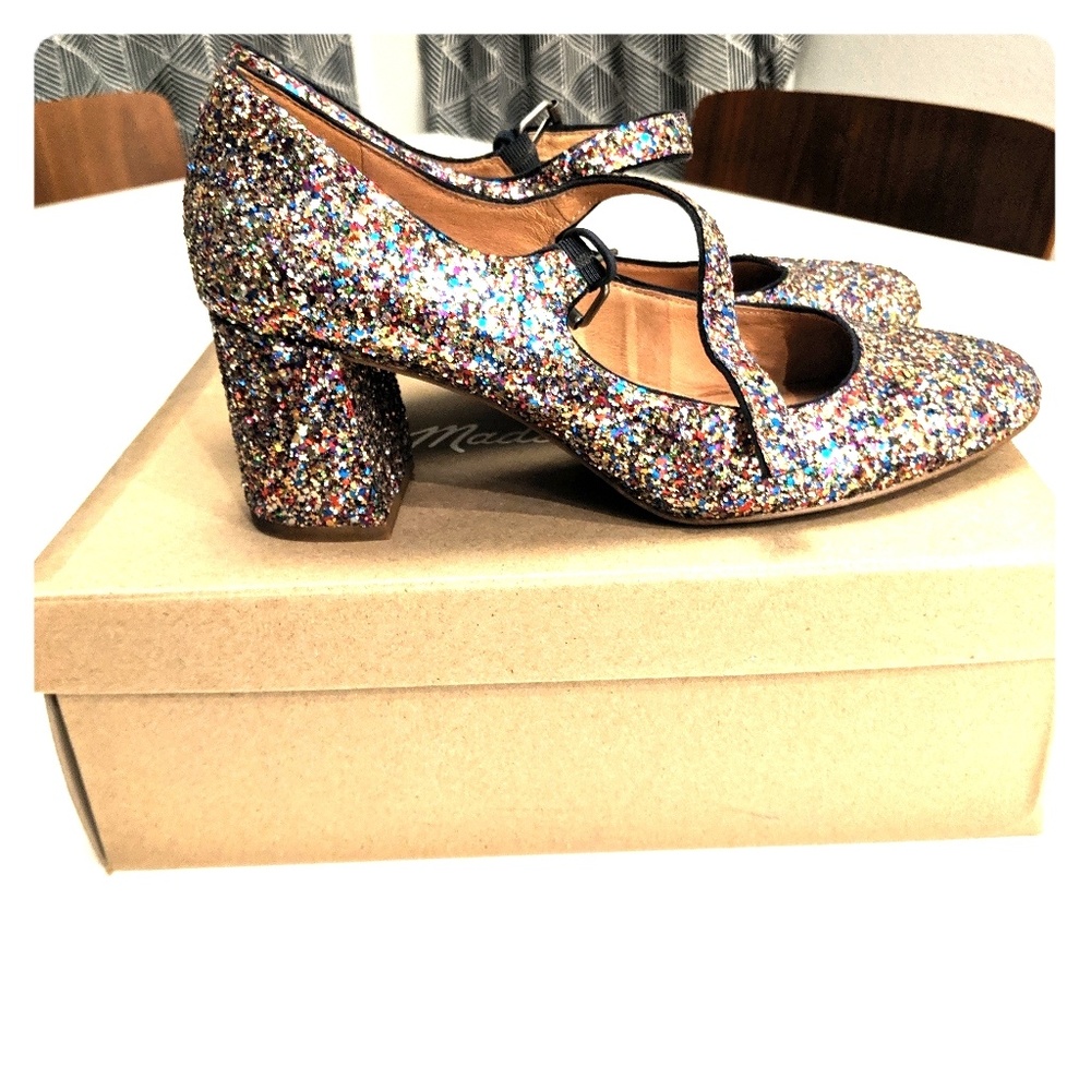Madewell Zelda glitter Mary Jane pumps